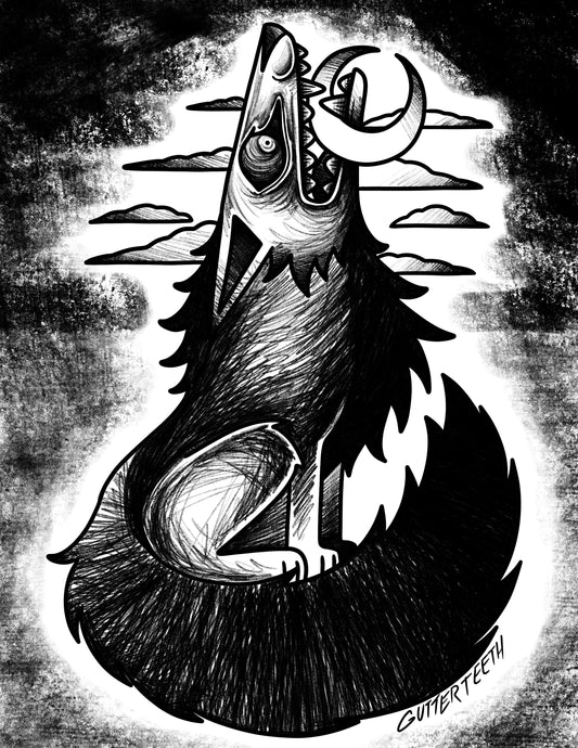 Wolf Consumes the Moon Print